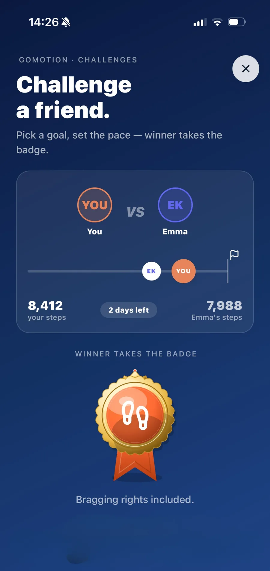 GoMotion app — challenge a friend